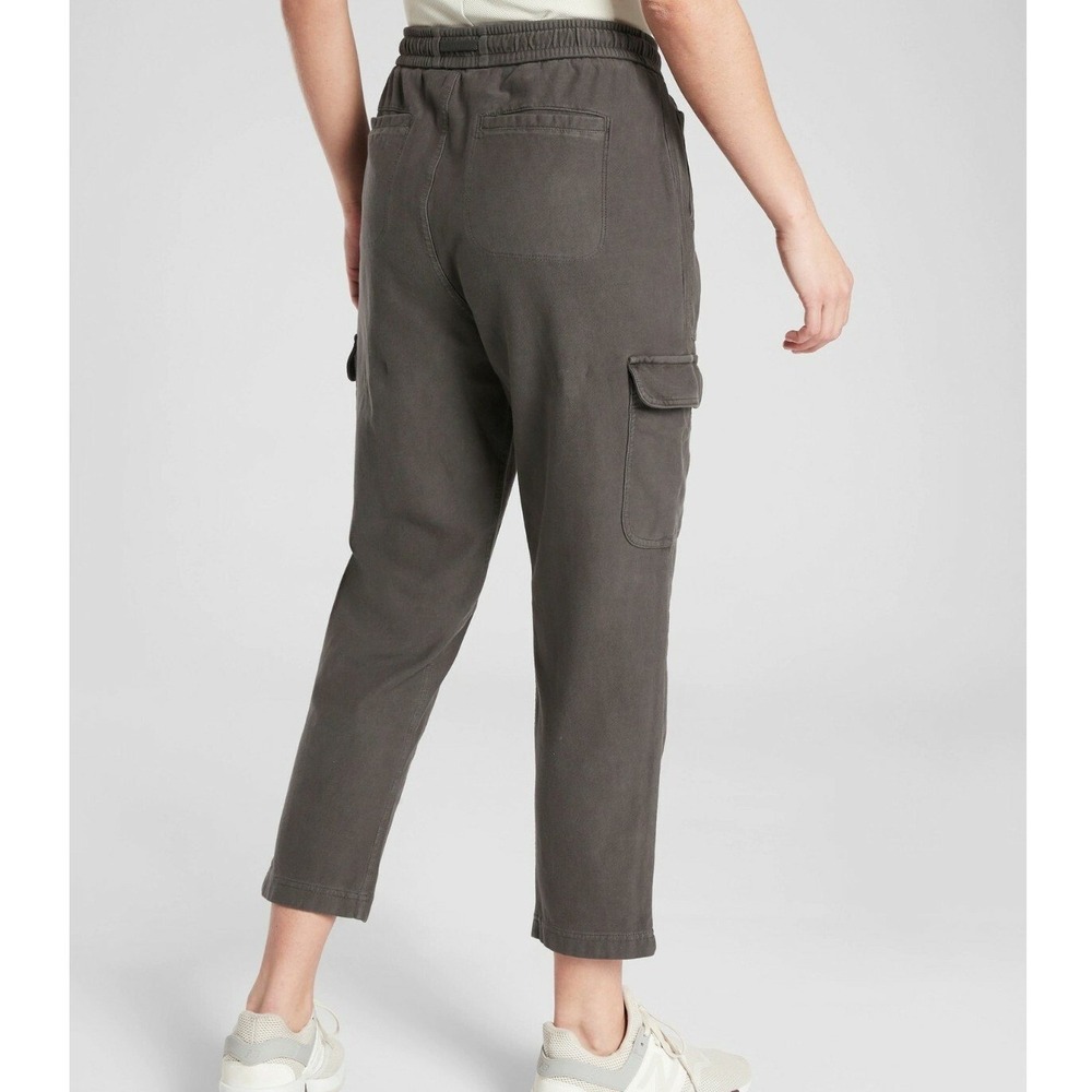 Athleta Farallon Cargo Crop Cypress Green Jogger Pants Organic Cotton Size 4
